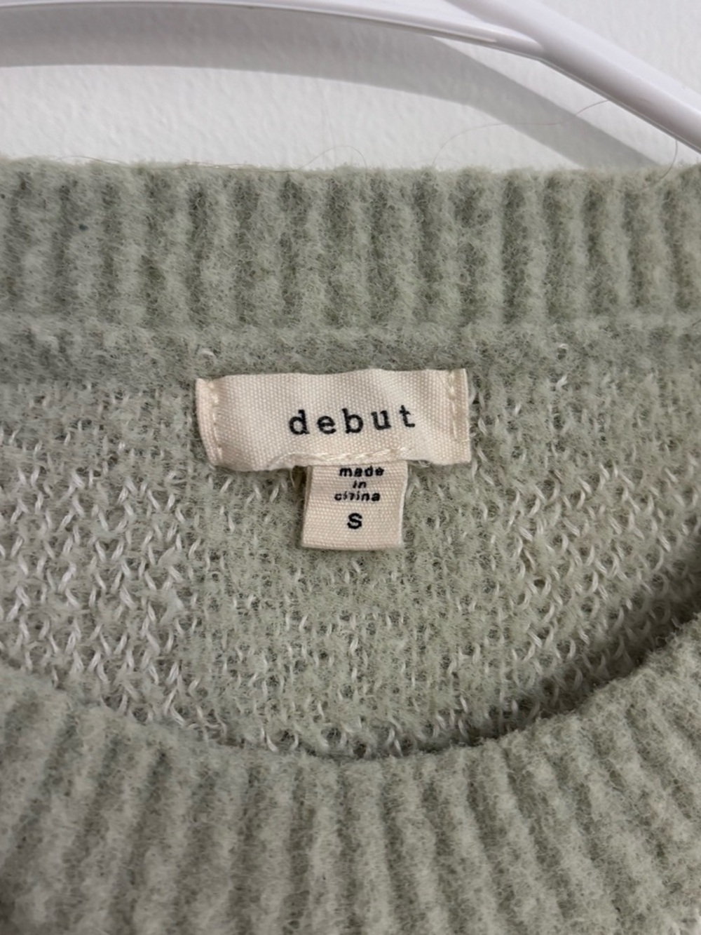Cropped Checkerboard Knit Sweater - Sage/Cream | Size Small - Picture 4 of 6